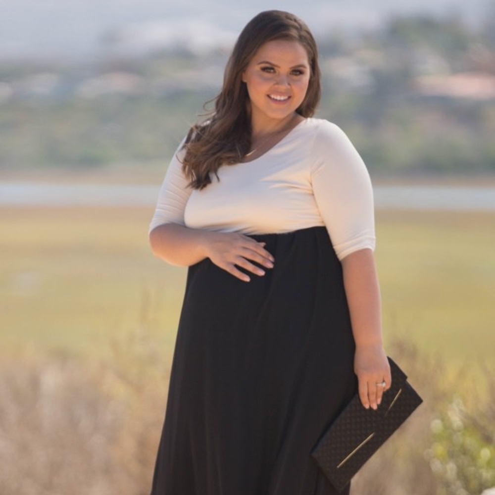 Pinkblush Chiffon Colorblock Maternity Maxi Dress